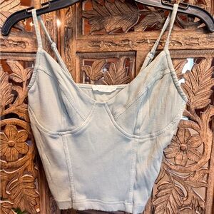 ILLA ILLA Sage Green Ribbed Bustier Crop Top